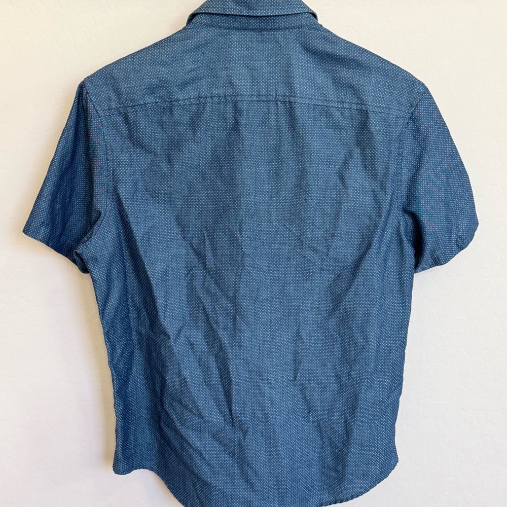 Original Penguin Short-Sleeve Blue Men's Button-Up Shirt Heritage slim Fit - Picture 4 of 4